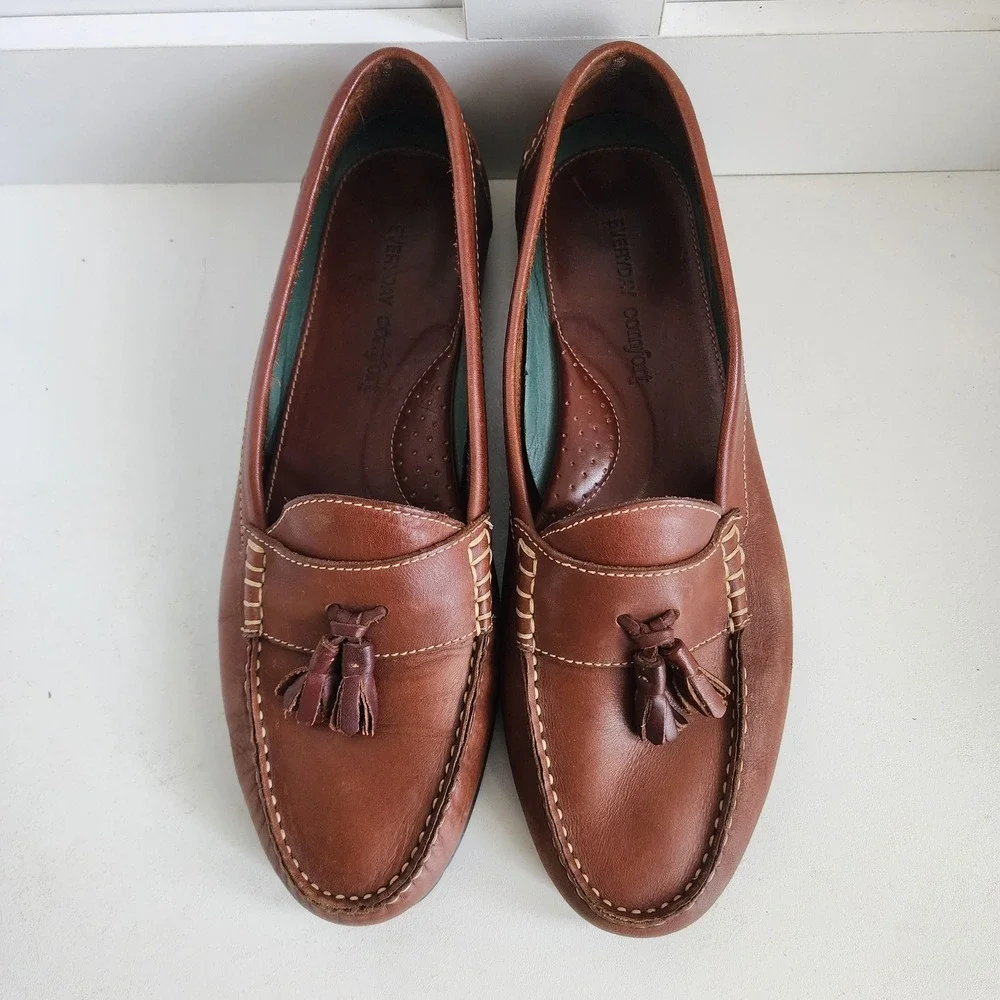 Richfield Everyday Comfort Mens 11 Brown Leather Tassel Loafer Brazil *READ*